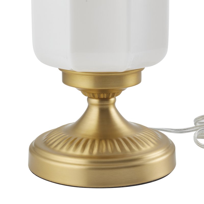 Vintage Brass Glass Shade Table Lamp for Living Room & Bedroom