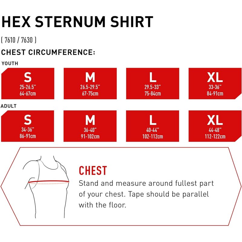 Hex Sternum Shirt for Impact Protection - Youth XS White Grey