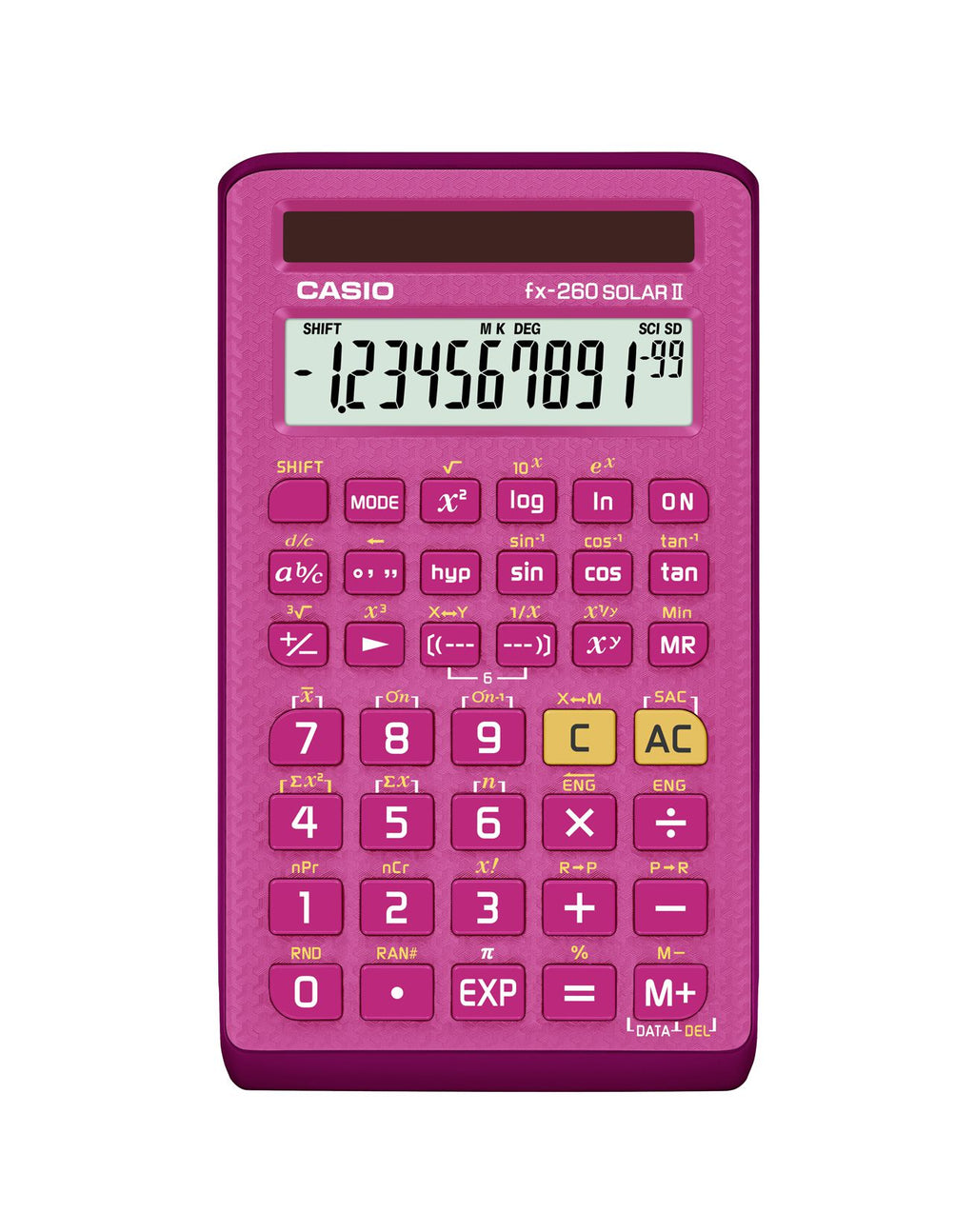 Scientific Calculator Pink Solar Power 144 Functions for Math & Science
