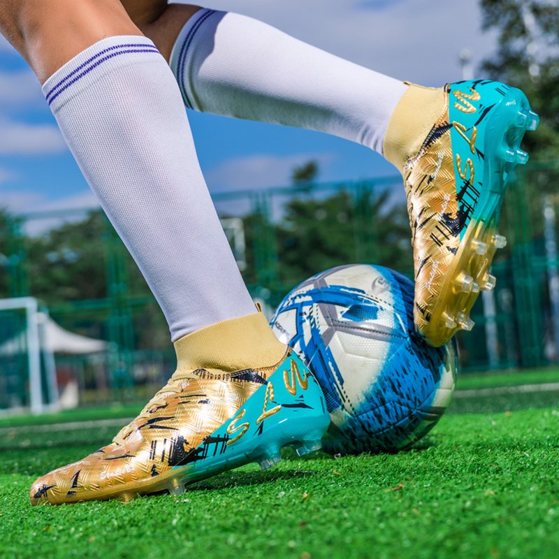 OnyxTrek Unisex High-Top Graphic Soccer Cleats – Gold, EU 36 (Men) X2407 AG