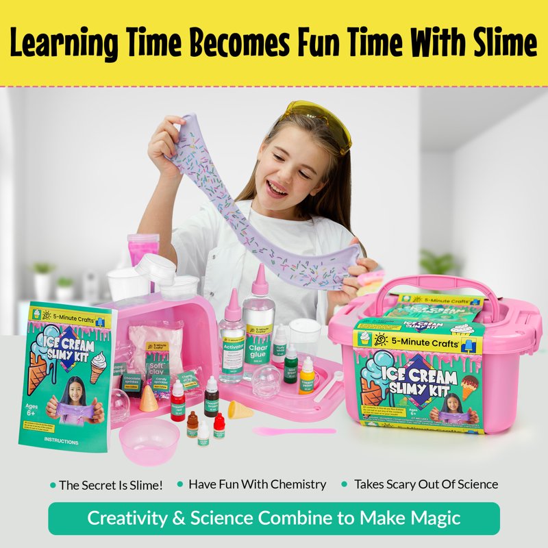 Kids Ice Cream Slime Craft Kit - Pretend Play Food Set for Ages 6+