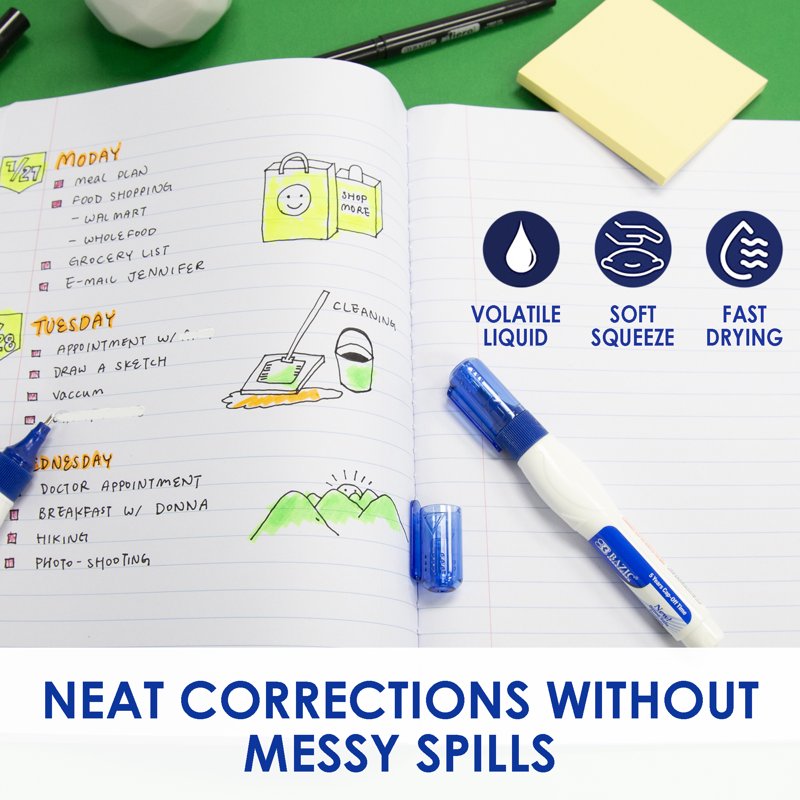 Correction Pen Set with Metal Tips - Quick-Dry White Out for Fine Details, 24-Pack