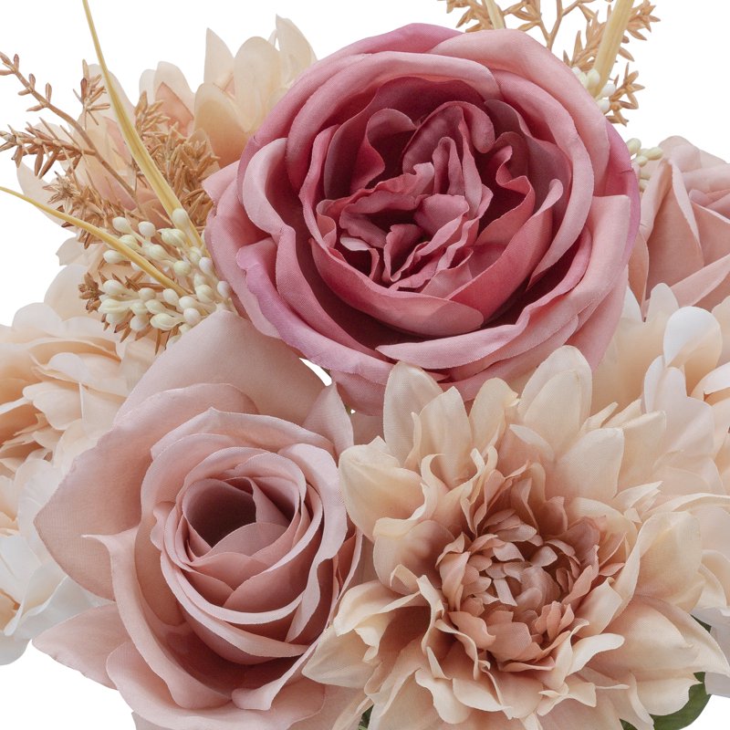Artificial Rose & Peony Fall Bouquet - 18 Inch Indoor Floral Arrangement