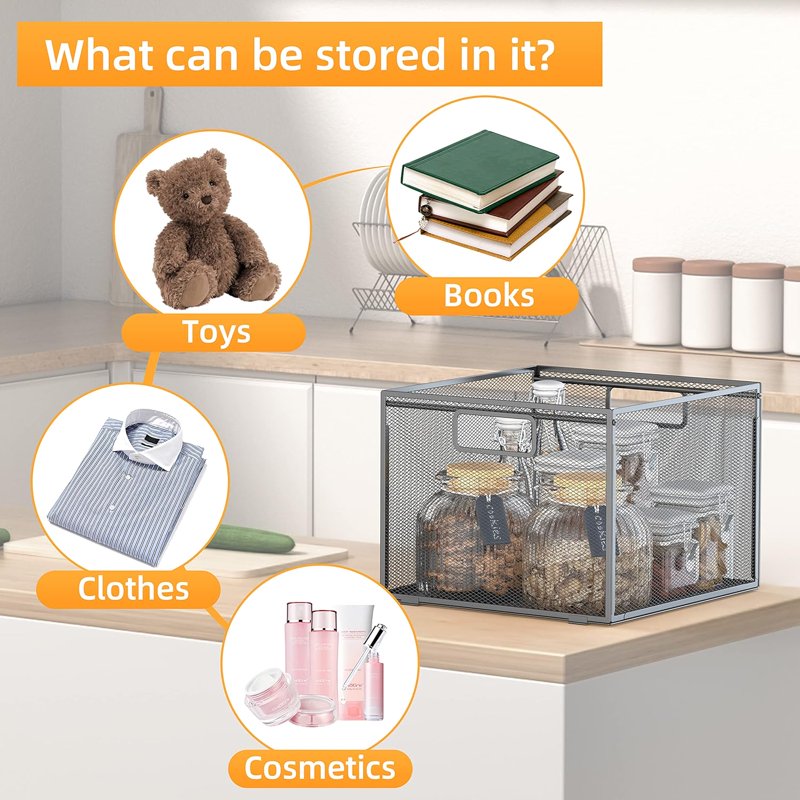 Metal Hanging File Organizer with Handles - Desktop Paper Storage Box for Documents