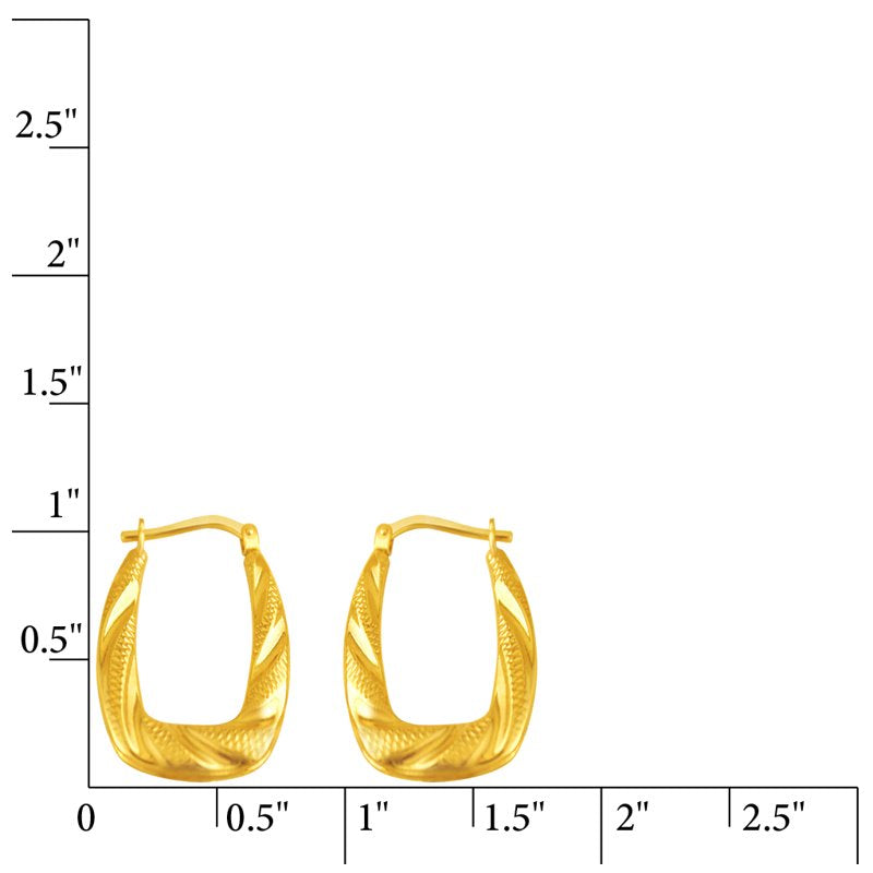 Gold Plated Sterling Silver Hoop Earrings Set - Textured & Swirl Design, 24x18mm & 23mm, Hypoallergenic, Adults Jewelry