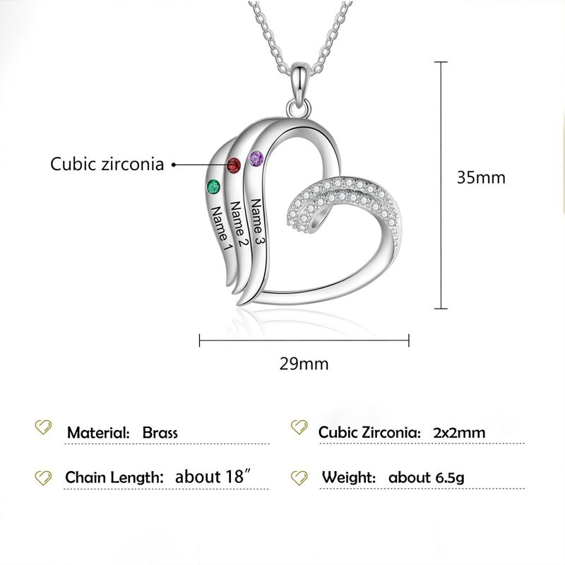 Personalized Brass Family Necklace with Birthstones for Women - Mother Gift
