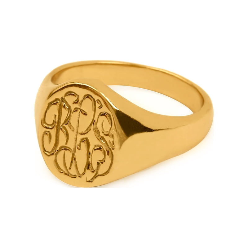 Personalized Monogram Ring with Tapered Band - Sterling Silver