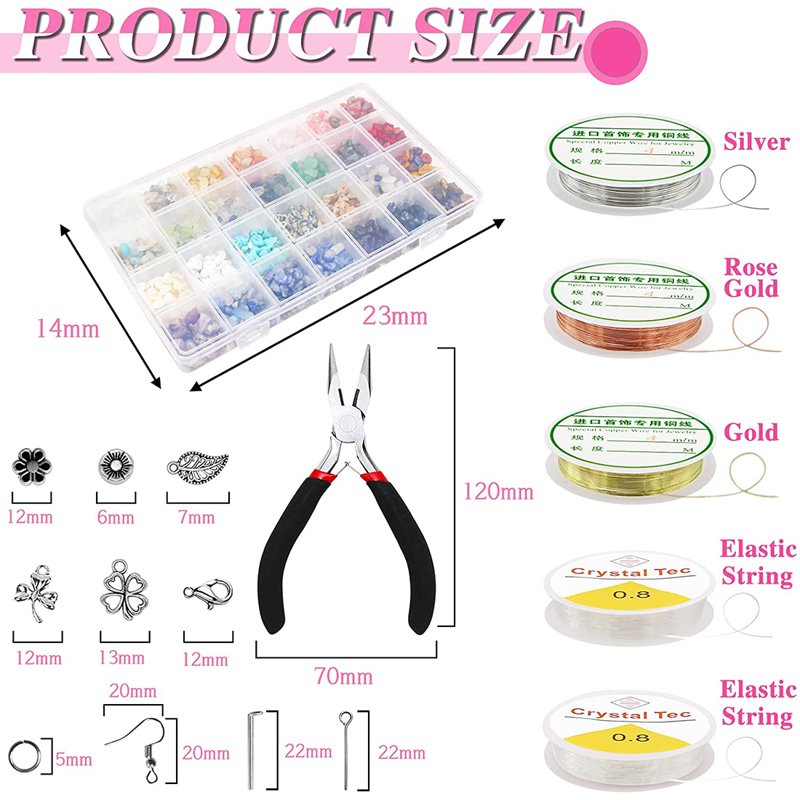 Jewelry Making Kit with 1670+ Beads, Wire, Pliers & Supplies for DIY Rings