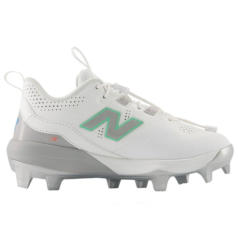 Youth Baseball Cleats White TPU Molded Spikes for Kids Performance