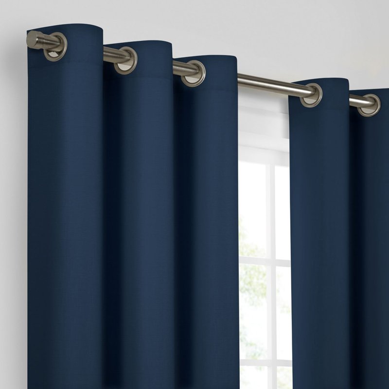 Blackout Curtain Panel - Grommet Top Room Darkening Window Treatment - Denim
