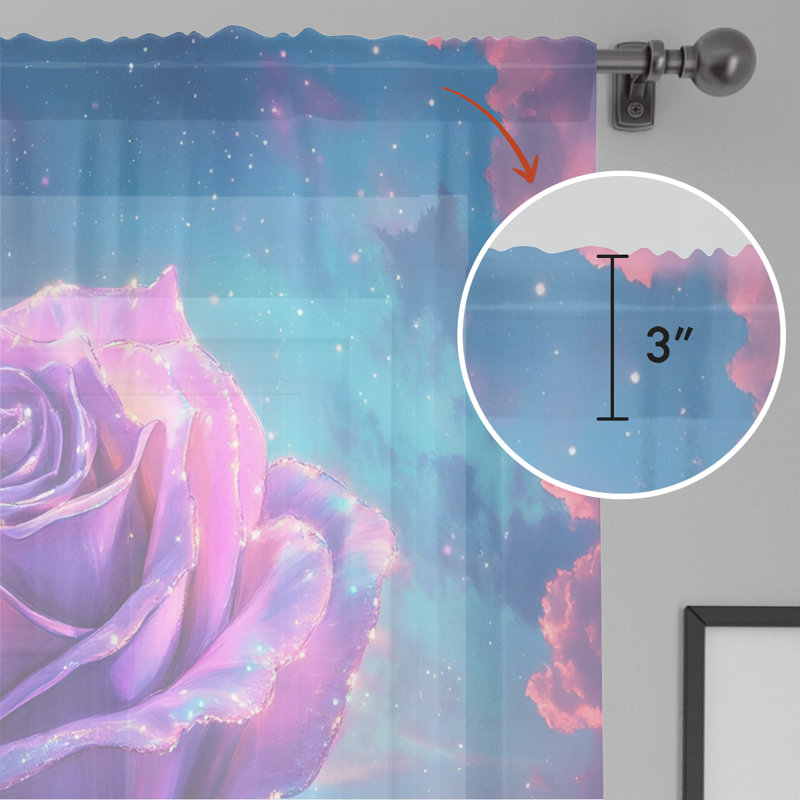 Purple and Sunset Sheer Curtains 84 Inch Long 2 Panels Light Filtering Window Drapes