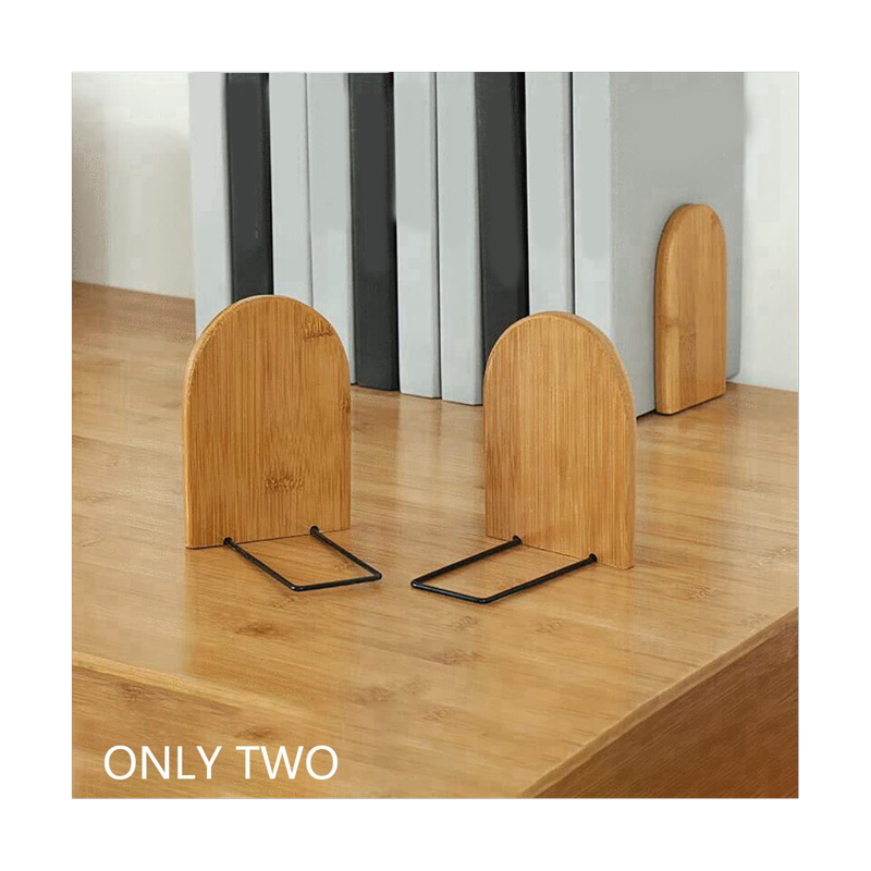 Heavy Duty Wooden Bookends - Vintage Finish Bookshelf Holders for Heavy Books