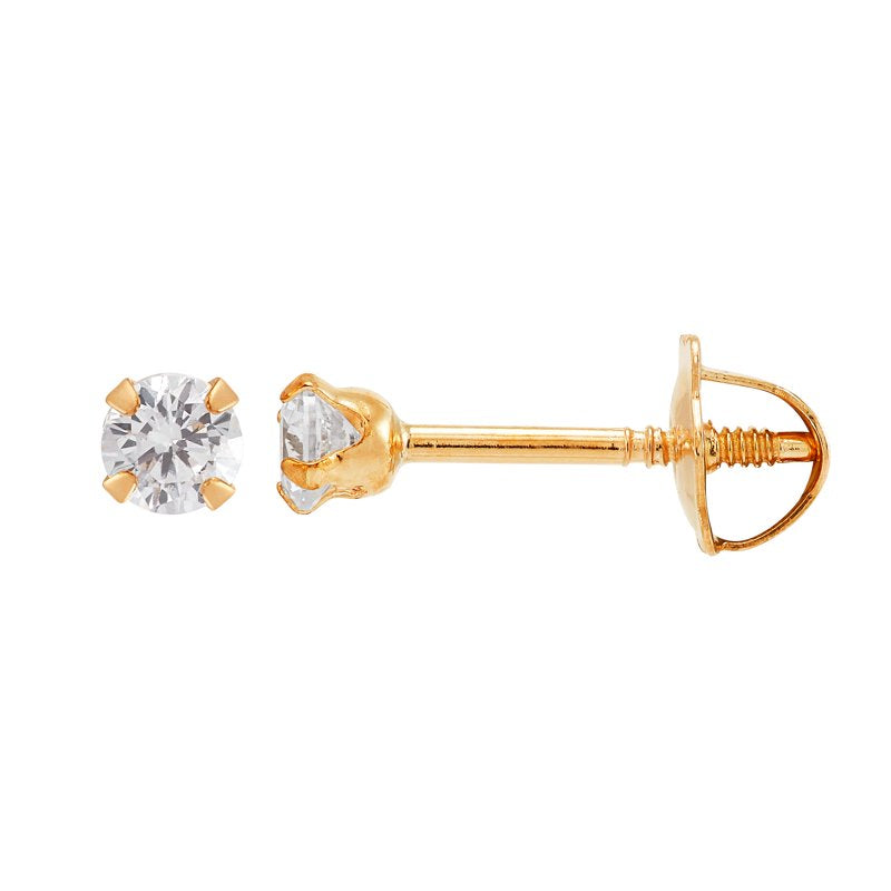 Gold Hoop and Stud Earrings Set with Cubic Zirconia – 10K Yellow Gold, Women & Girls Jewelry