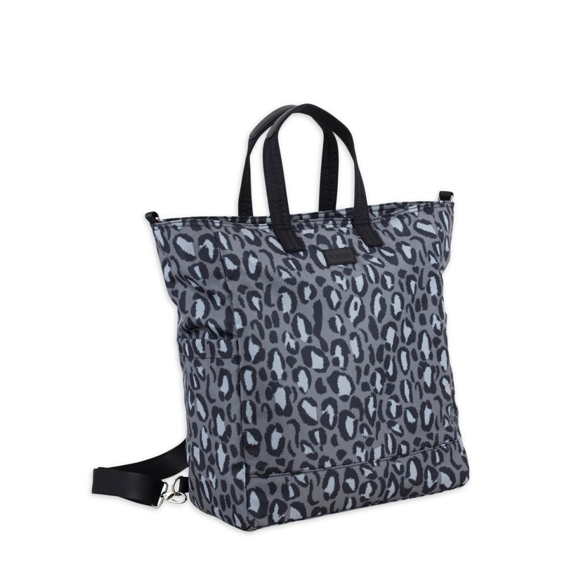 Convertible Tote Backpack for Women - Gray Leopard, Multi-Use & Spacious