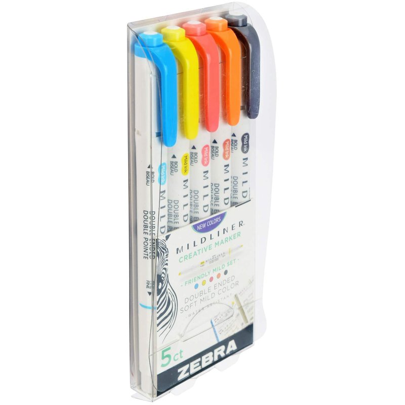 Double-Ended Highlighter Set - 5 Soft Color Markers for Creative & Study Use