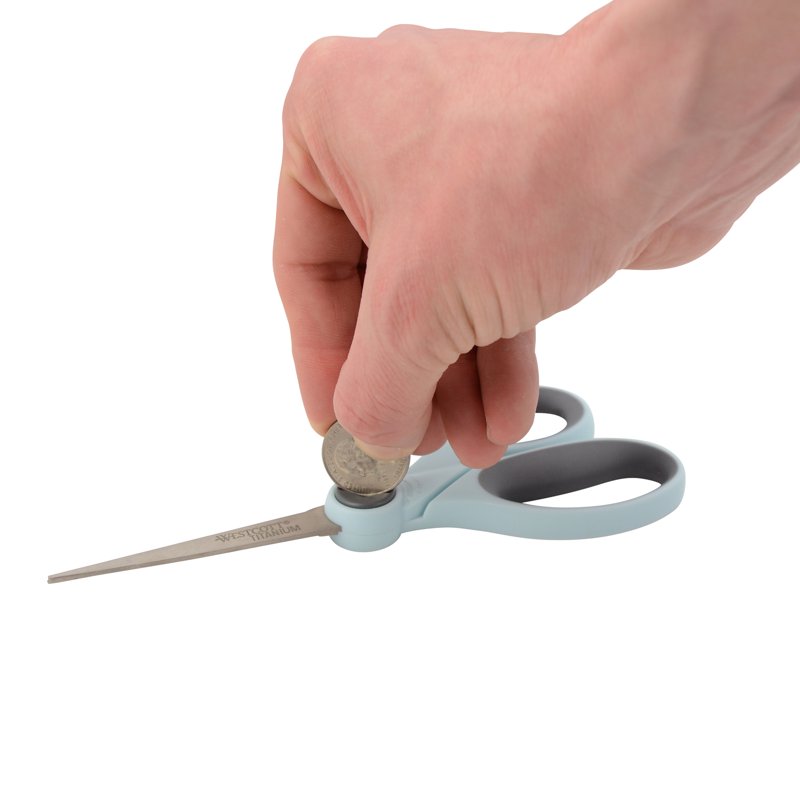 7-Inch Titanium Bonded Sewing Scissors with Micro-Tip & Adjustable Glide - Light Blue