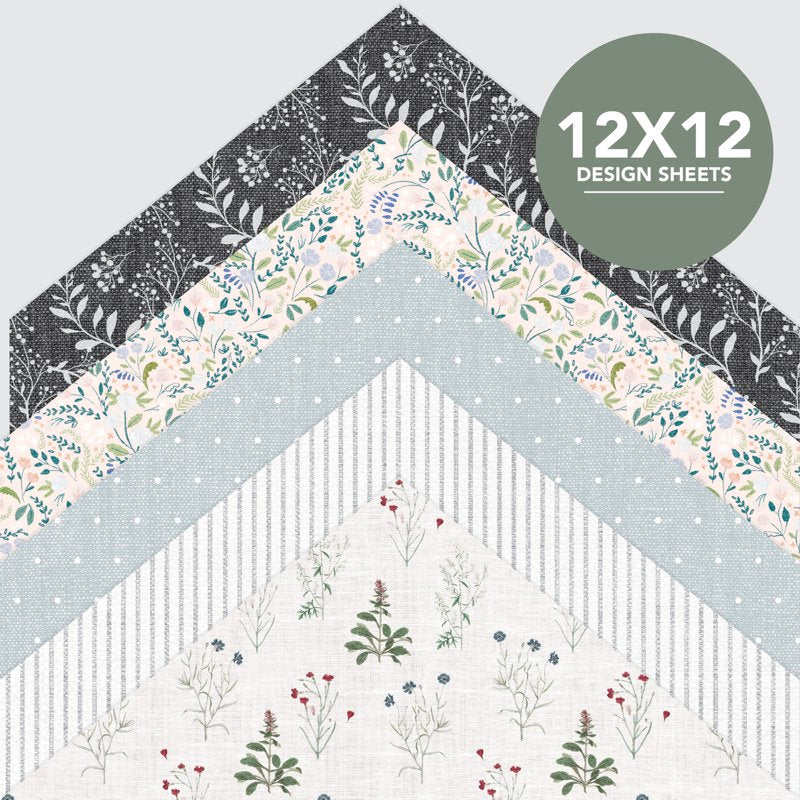 White Cottage Paper Pad - 50 Sheets, 25 Designs for Scrapbooking & Crafts
