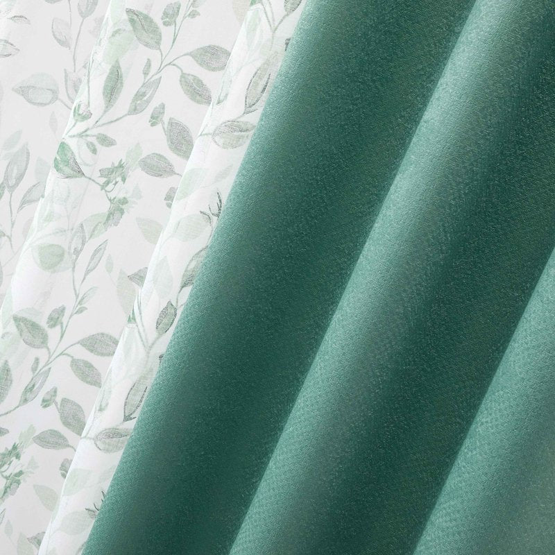 Blackout Curtain Panel Set - Metallic Finish, 27.5 x 63 Inches, Green