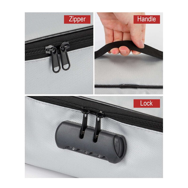 Fireproof Waterproof Document Bag with Lock - Portable Storage Organizer for Certificates, Passports, Cash, Jewelry