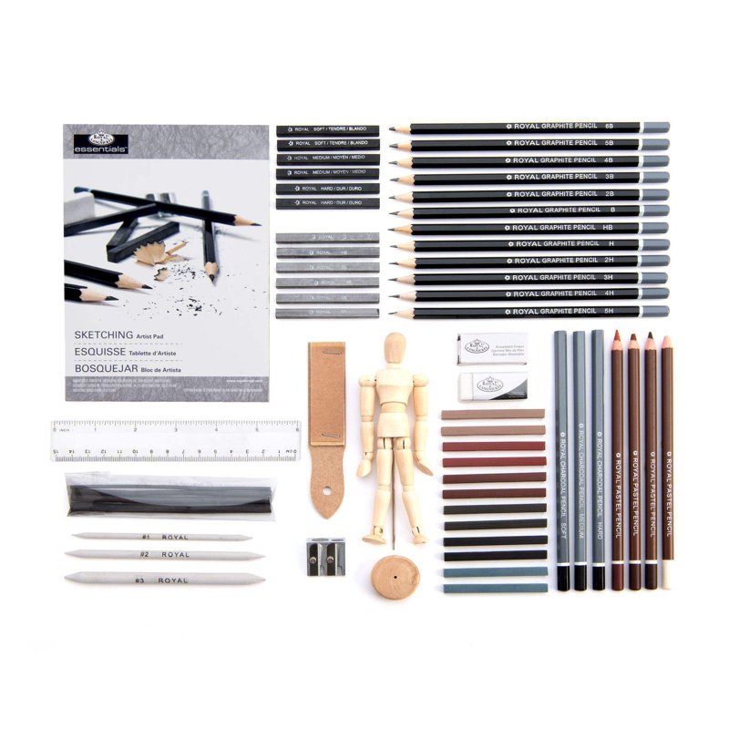 58-Piece Sketching Travel Art Set with Pencils Charcoal and Case