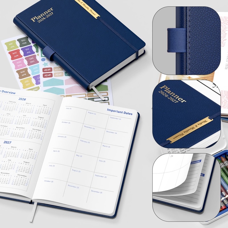 Academic Weekly & Monthly Planner 2026-2027 with Pen Holder, 5.7 x 8 Inches