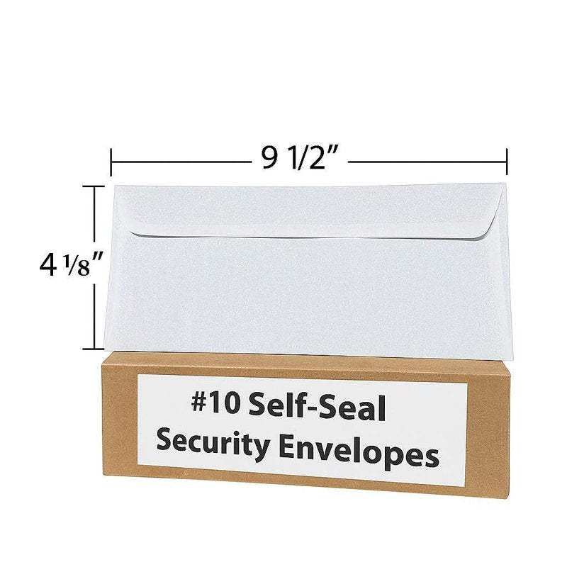 Bulk #10 Self-Sealing Security Envelopes 4-1/8 x 9-1/2 Inches - White Pack of 500