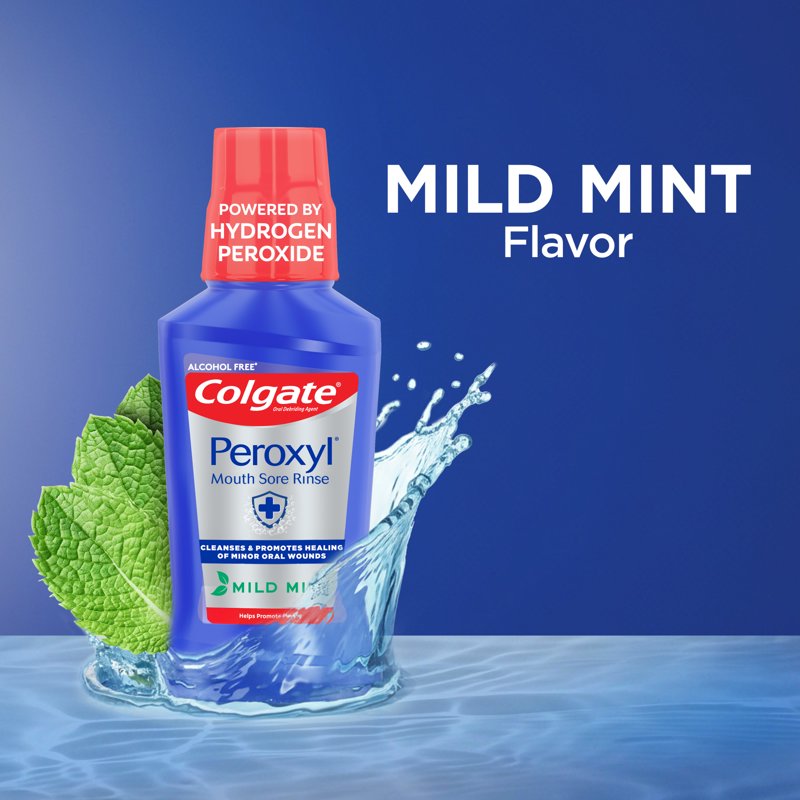 Alcohol-Free Mouthwash & Mouth Sore Rinse with Hydrogen Peroxide - Mild Mint, 16.9 fl oz