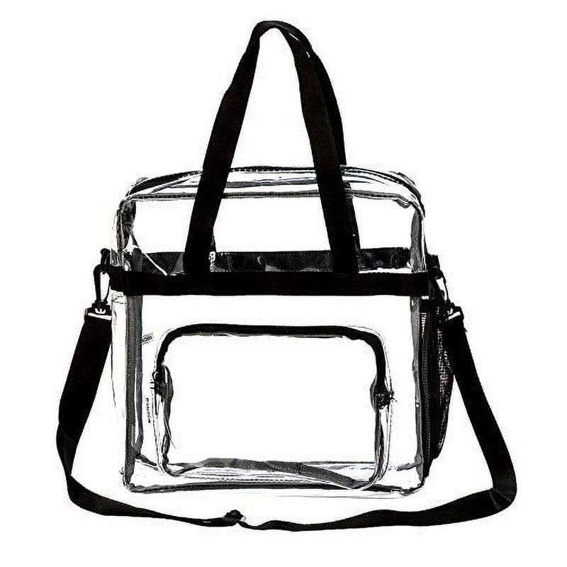12-Inch Clear PVC Messenger Bag with Adjustable Strap - Heavy Duty See-Through Tote