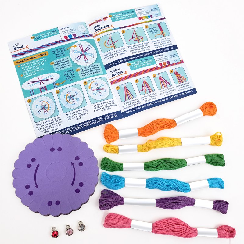 Kids Friendship Bracelet Making Kit with Charms and Colorful Embroidery Floss - 2 Pack