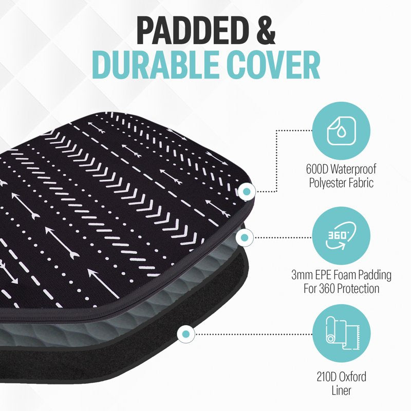 Palms-O-Aces Padded Canvas Pickleball Paddle Cover - The Arrow (Standard Fit)