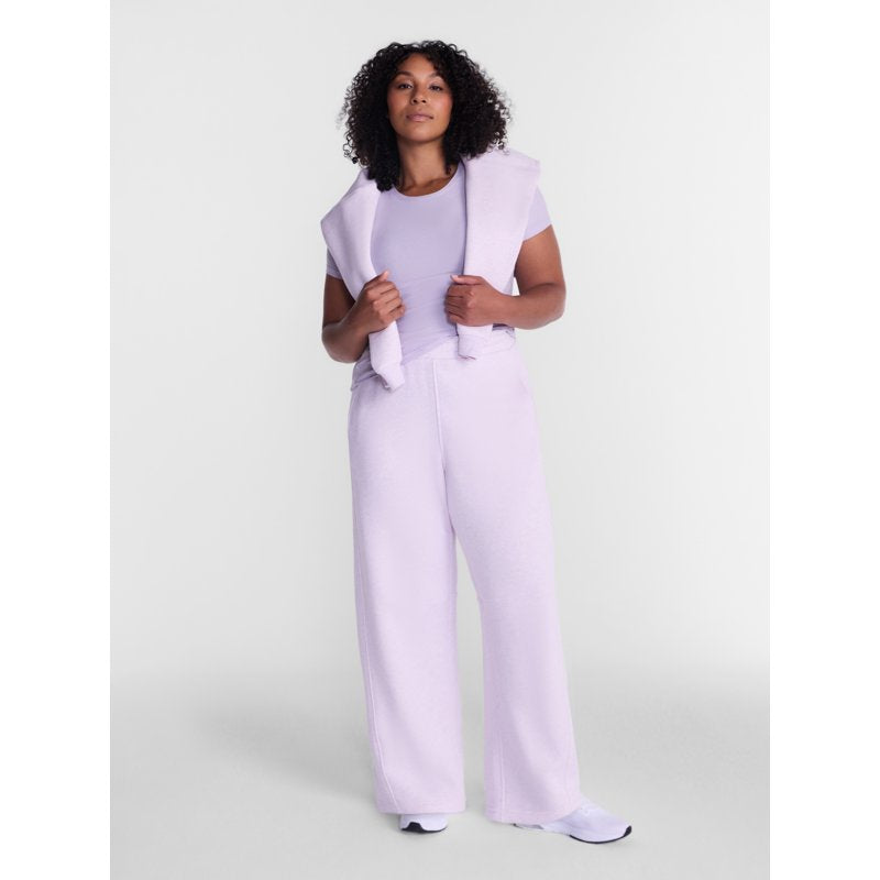 Women's Barrel Leg Fleece Pants with Pockets and Cropped Length