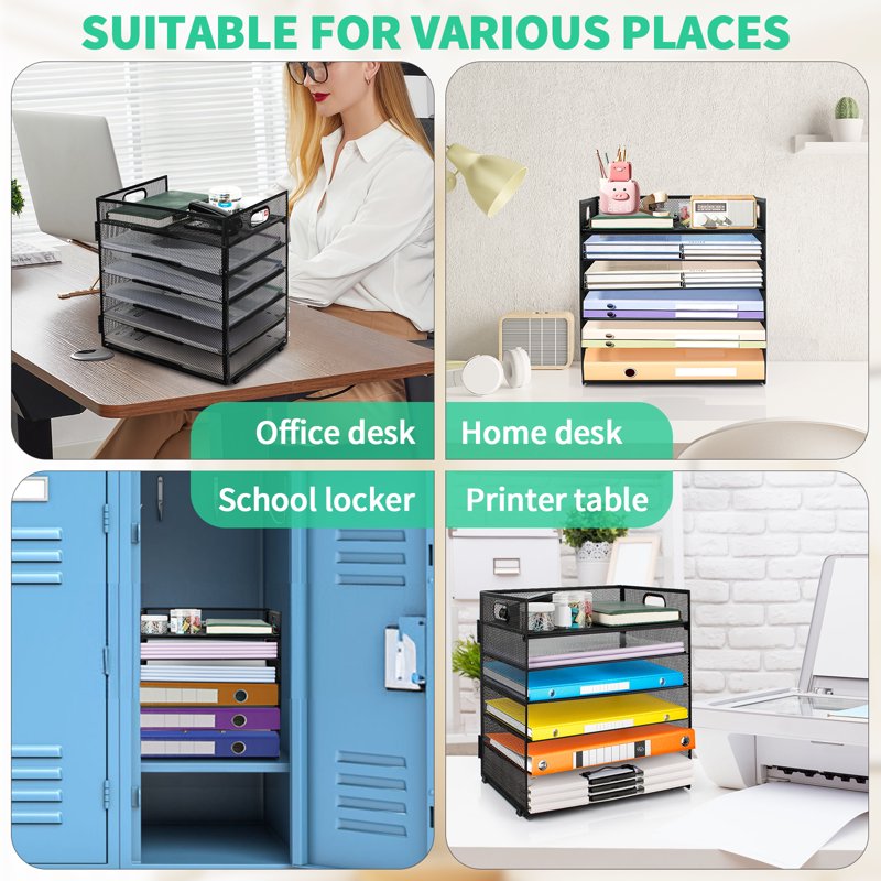 6-Tier Mesh Desk Organizer with Handles for Office & Home Storage