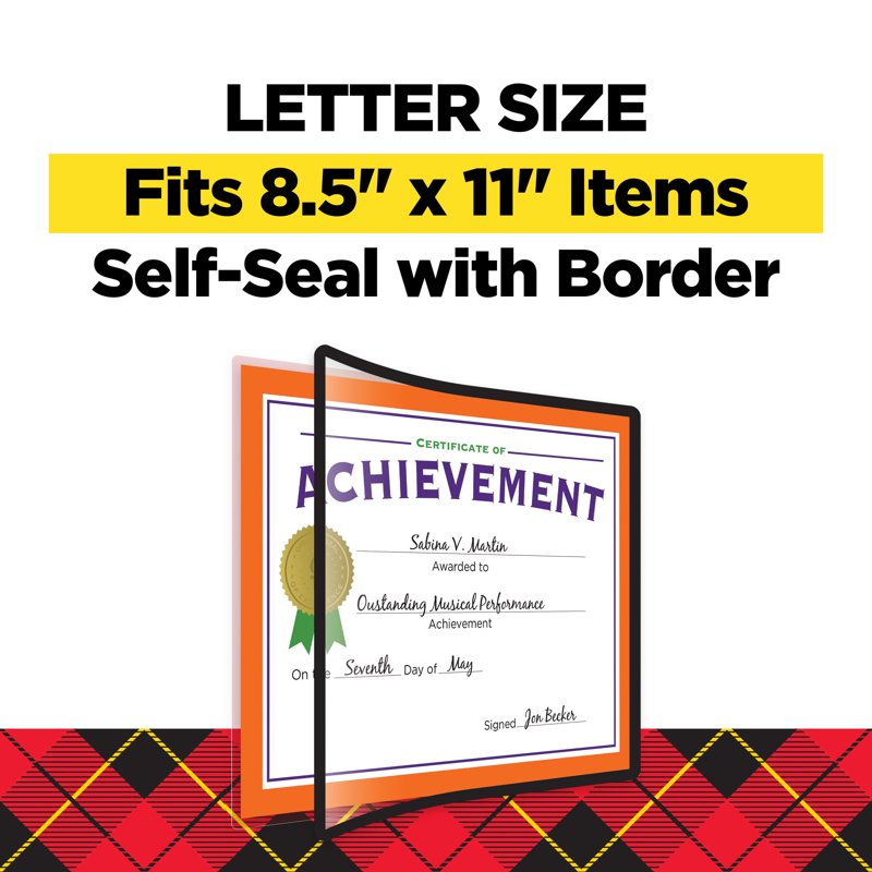 Letter Size Self Seal Laminating Pouches with Black Border - Pack of 5