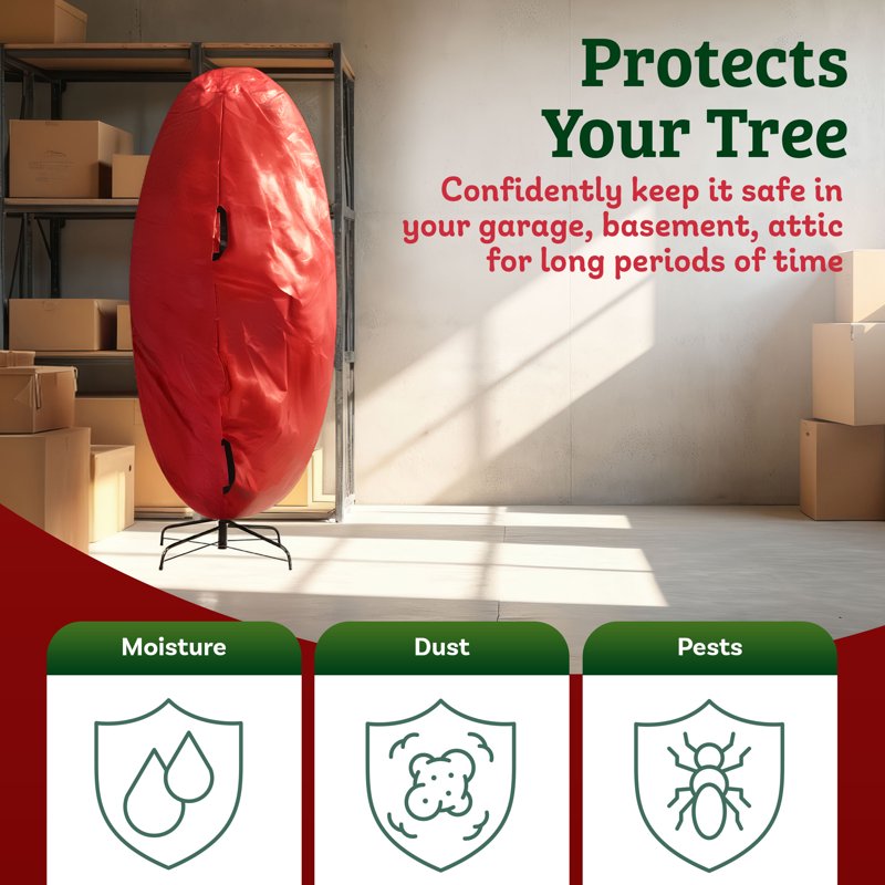 Christmas Tree Storage Bag for Up to 9 Ft Artificial Trees - Red