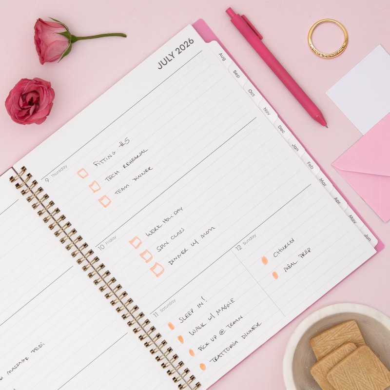 Academic Year Planner Calendar 2026-2027 Weekly and Monthly Organizer, 8.5x11, Flexible Cover, Wirebound, Storage Pocket, Laminated Tabs