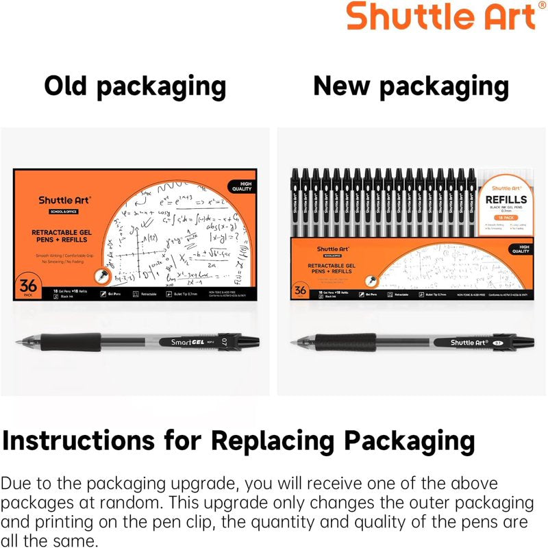 Retractable Black Gel Pen Set with Refills - Smooth Writing & Comfortable Grip