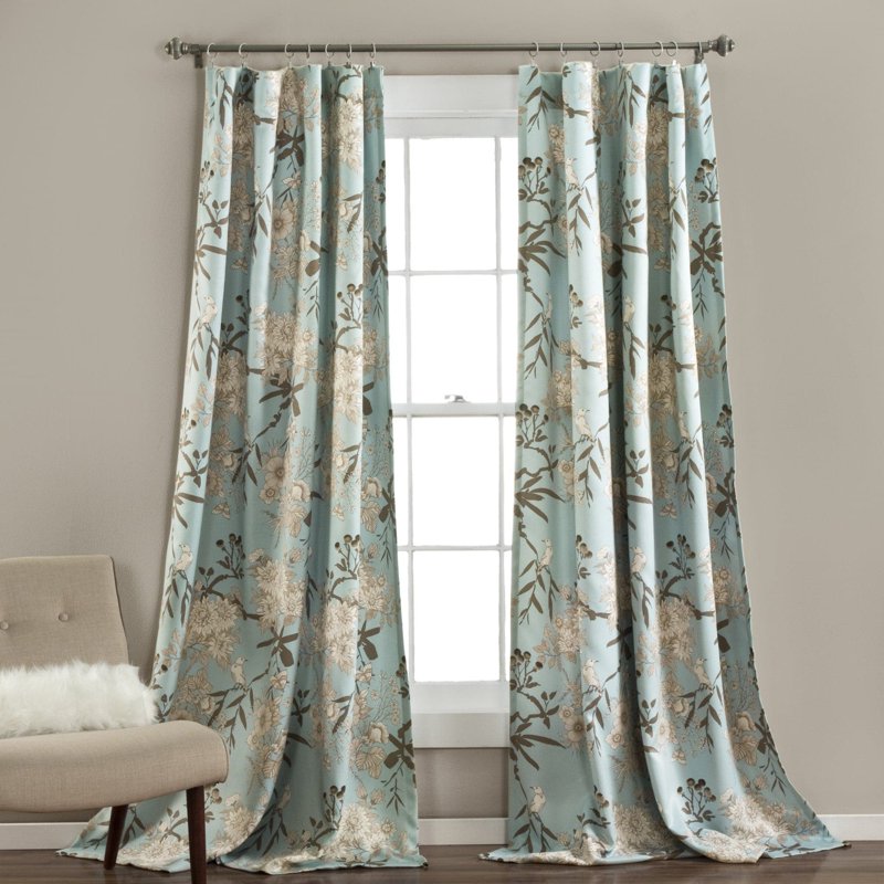 Botanical Garden Panel Set - Room Darkening Curtains with Floral Pattern