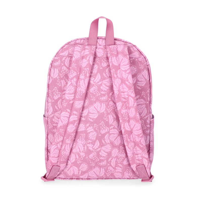 Women's Dome Backpack with Adjustable Straps and Front Pocket - Rosy Lilac Butterfly