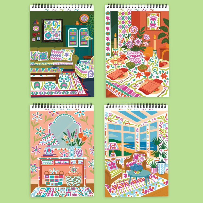 FlowArt Trace-to-Doodle Guided Art Activity Kit with Markers for Stress Relief & Home Décor