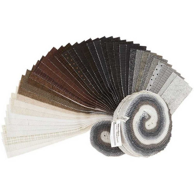 Neutral Flannel Jelly Roll Fabric Bundle 40 Pre-Cut 2.5x44 Inches Quilting