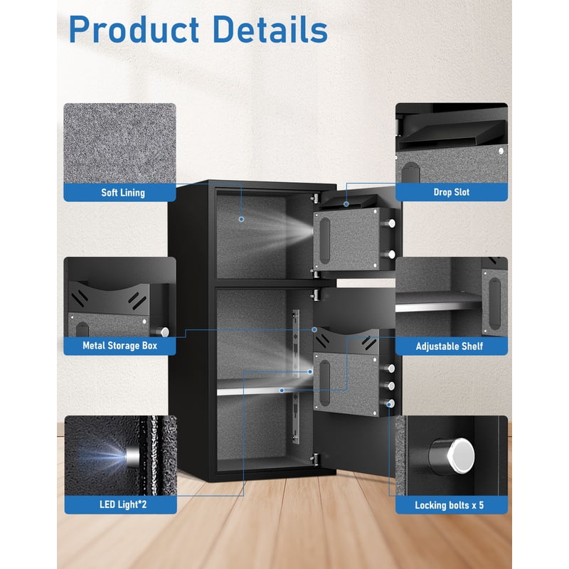 Heavy Duty Digital Home Safe with Dual Alarm & Fireproof Storage