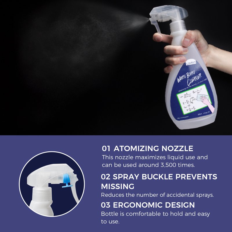 Non-Toxic Whiteboard Cleaner Spray - 17 fl oz, Dry Erase Surface Cleaner with Cloth