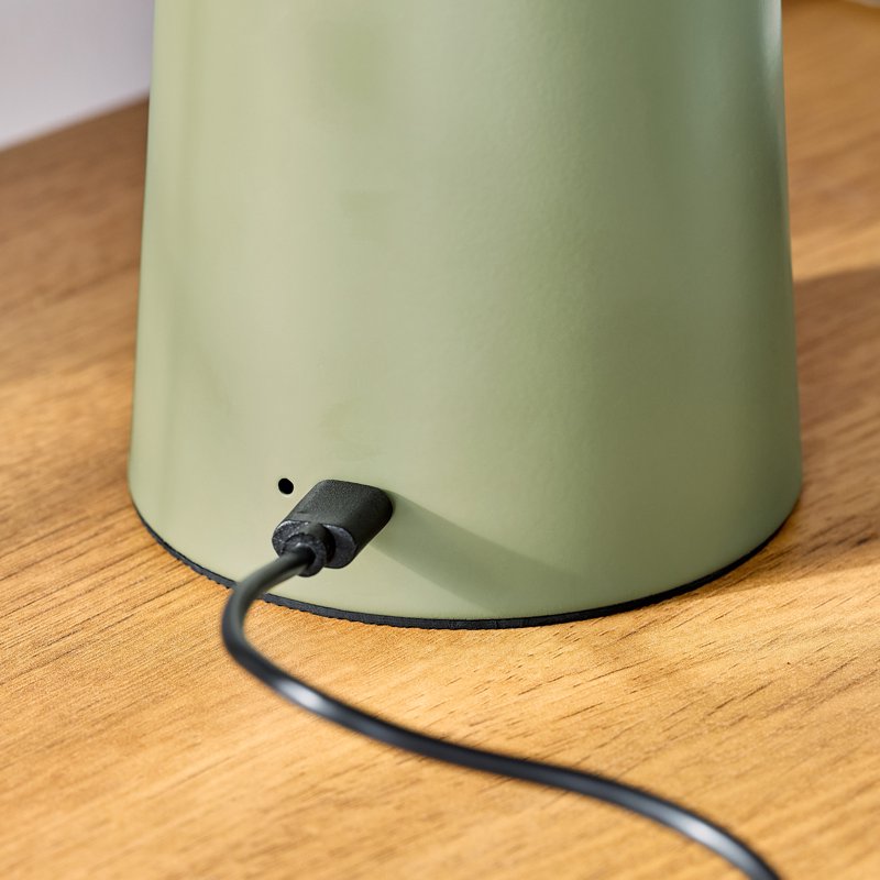 Rechargeable LED Table Lamp with Touch Dimming & Color Settings - Green Dome, 12 Inch