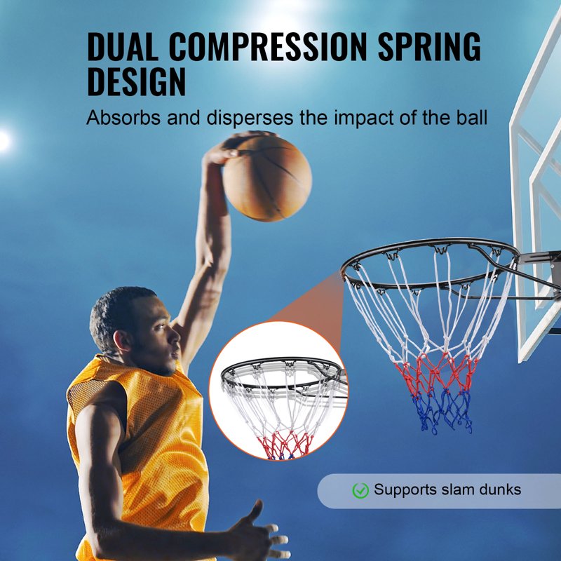 Wall & Door-Mounted Basketball Goal with Steel Rim & Net - Indoor & Outdoor 18" Hoop