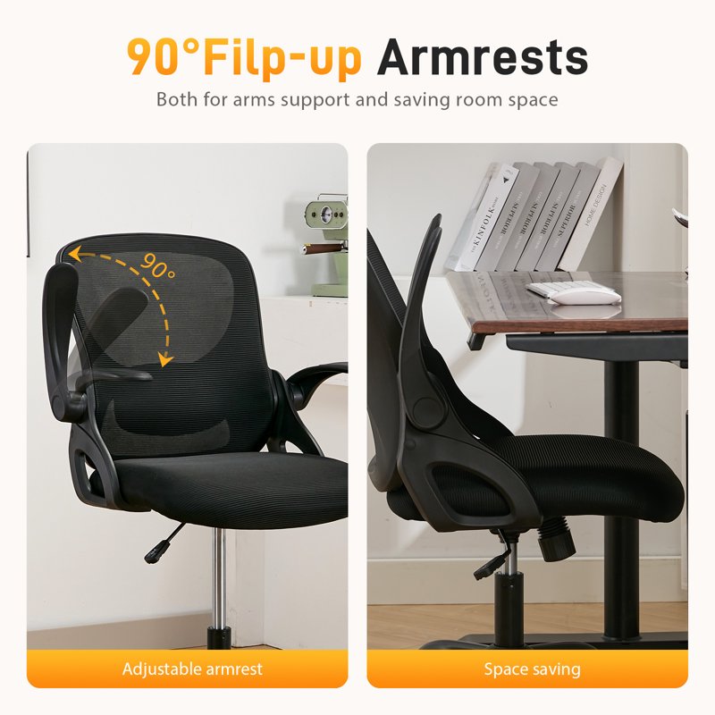 Adjustable Height Drafting Office Chair with Foot Rest & Ergonomic Support — Black
