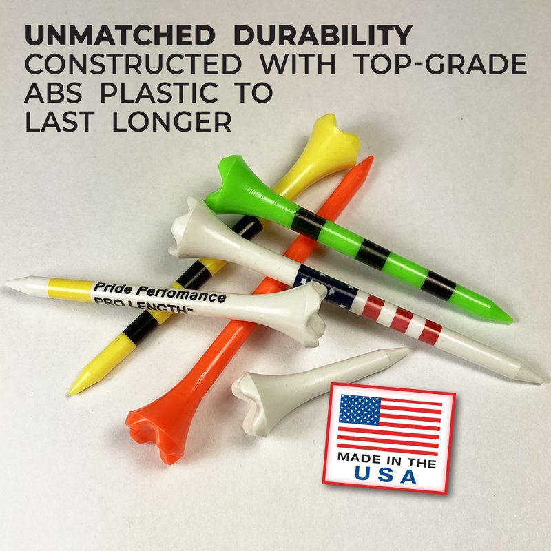 Golf Tees 3-1/4 Inch Color-Coded Low-Resistance Plastic 30 Pack