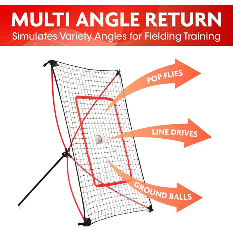 Portable Baseball Rebound Net 5ft x 3ft, Pitching & Fielding Trainer, Lightweight & Easy Setup