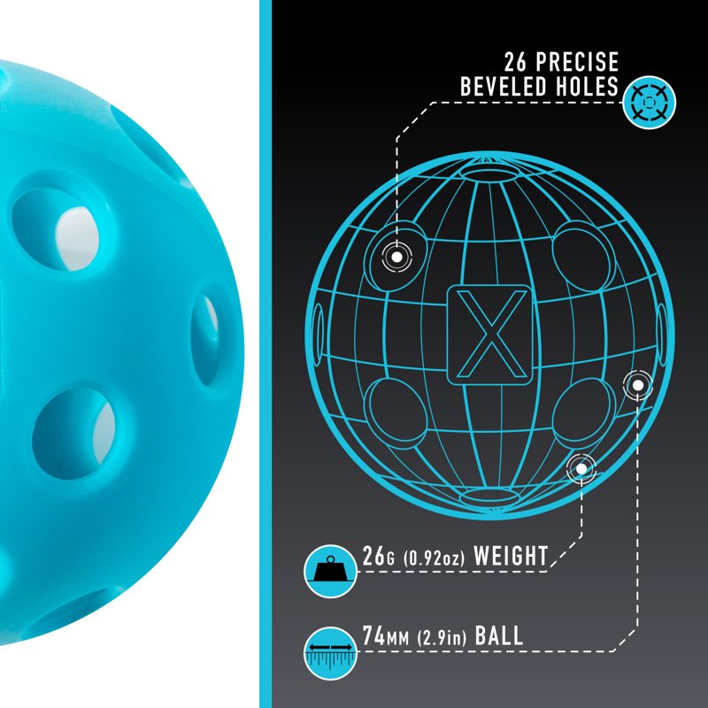 X-26 Indoor Pickleballs - Official Size, 12 Pack, Neon Blue
