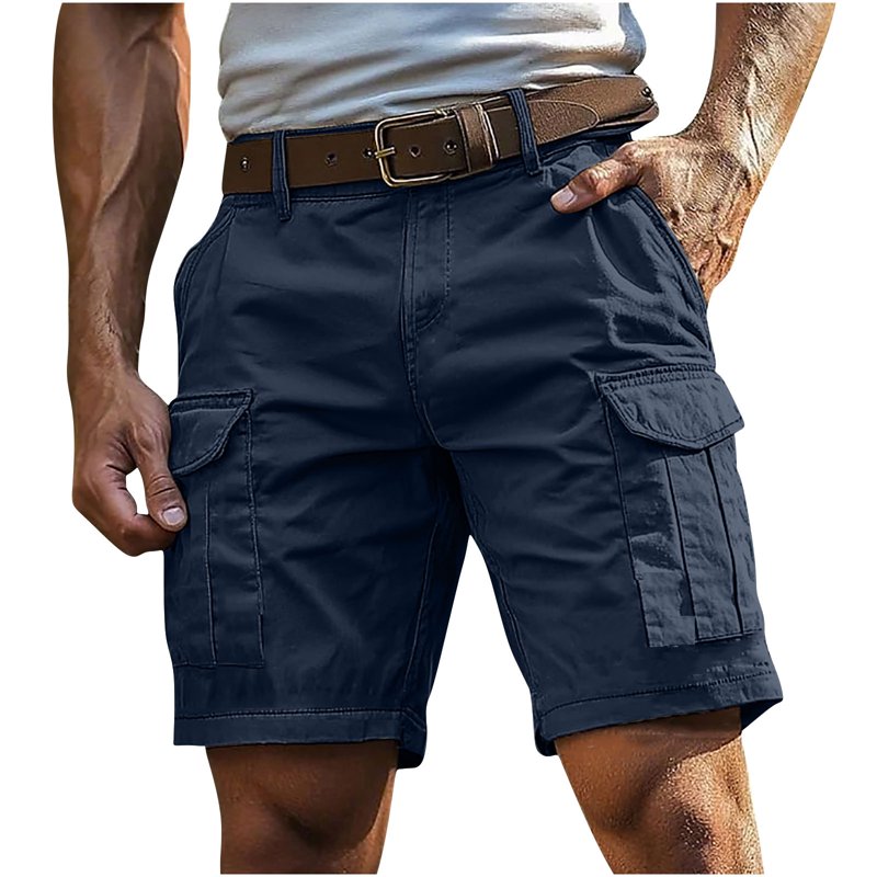 Men's Linen Cargo Shorts Summer Lightweight Casual Beach Golf Work Shorts Big & Tall