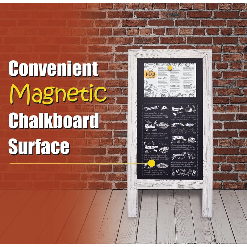 Large Magnetic Chalkboard Sign 20x40 Inch Double-Sided Stand with Chalk Marker